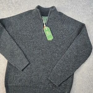 NWT Emerald Isle Weaving Sweater Men Large Green Killybegs 1/4 Zip Wool Bled New